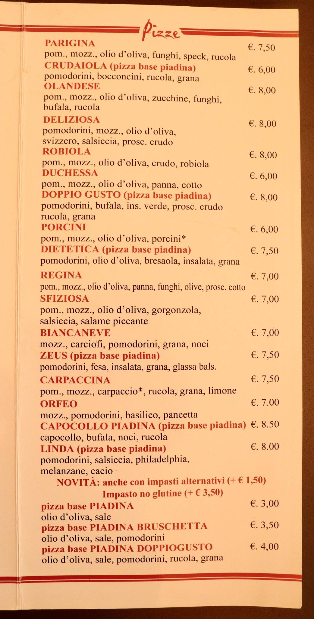 Menu di Doppio Gusto 