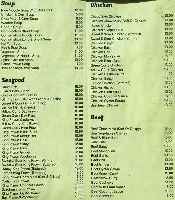 Menu at Coolangatta Chinese Restaurant and Takeaway, Coolangatta, 118 ...