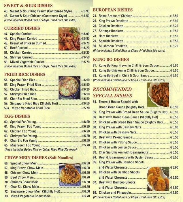 Menu at Emerald House Chinese Takeaway Crumlin fast food, Dublin, 26