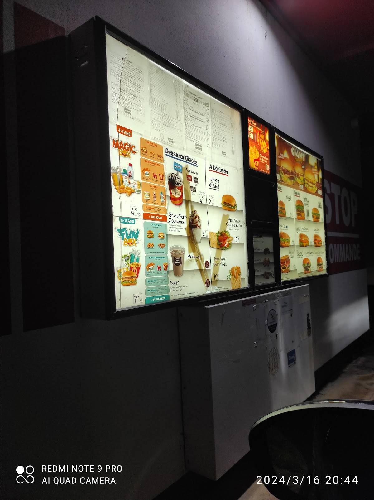 Menu de Quick Niort