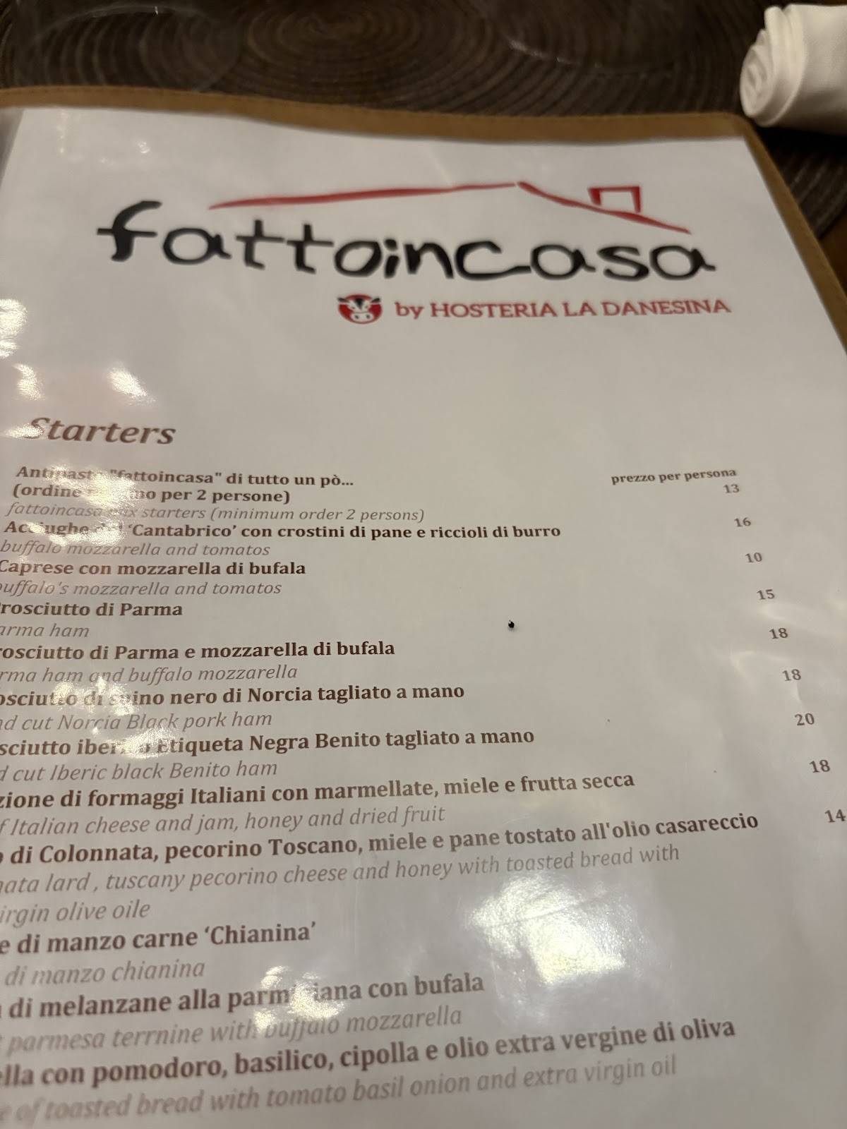 Menu di Fattoincasa by hosteria la danesina 