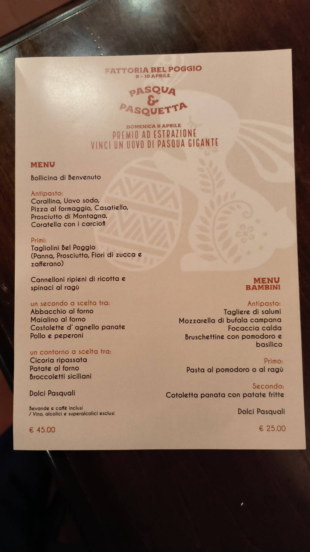 Menu di Ristorante Bel Poggio ( Salaria Settebagni ) 