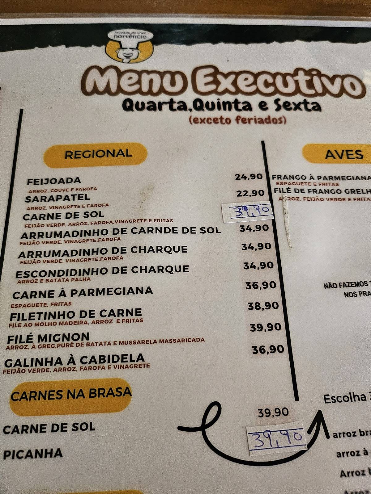 Feijoada do Vovô Hortêncio cardápio