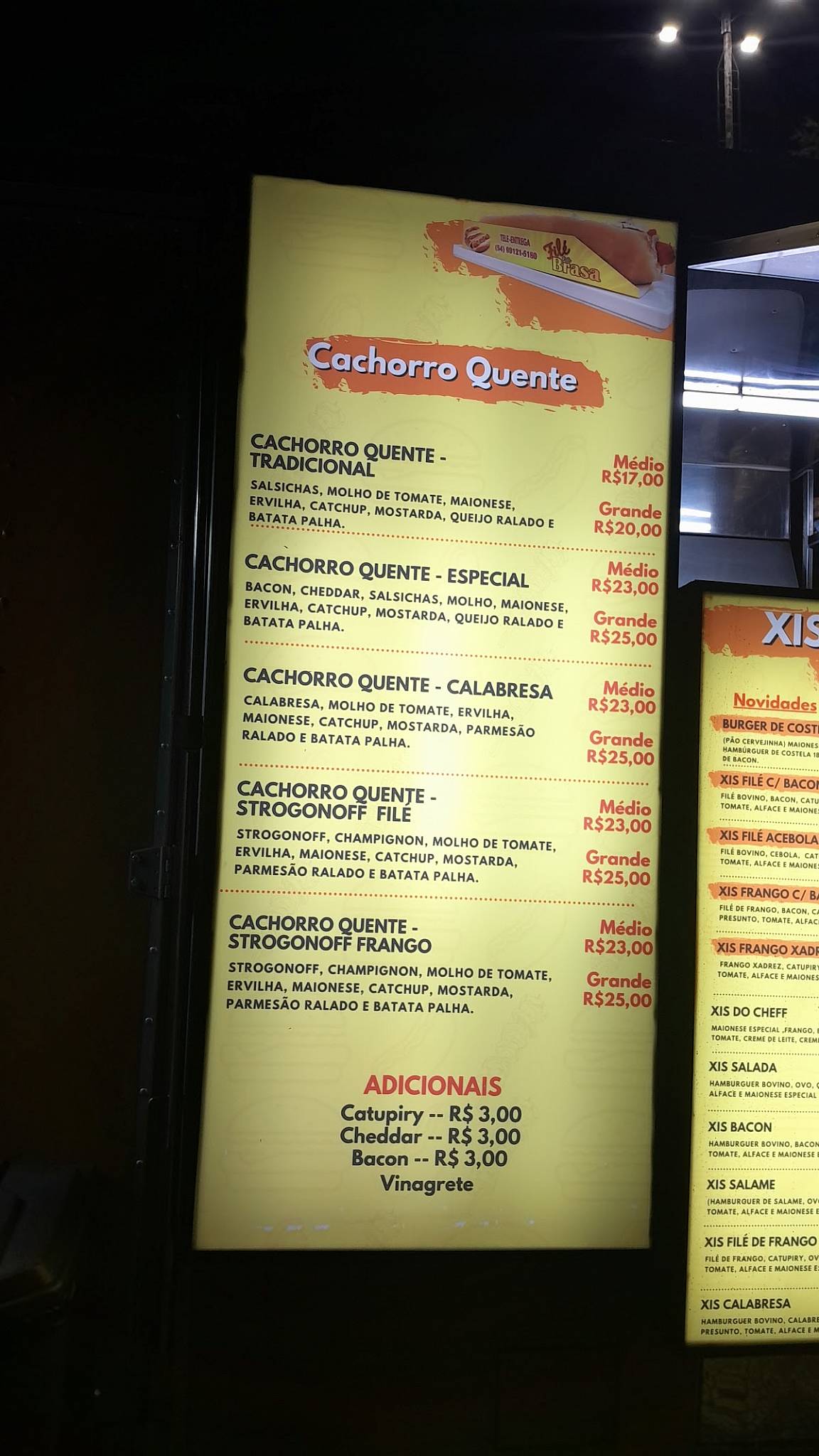 Filé Na Brasa cardápio