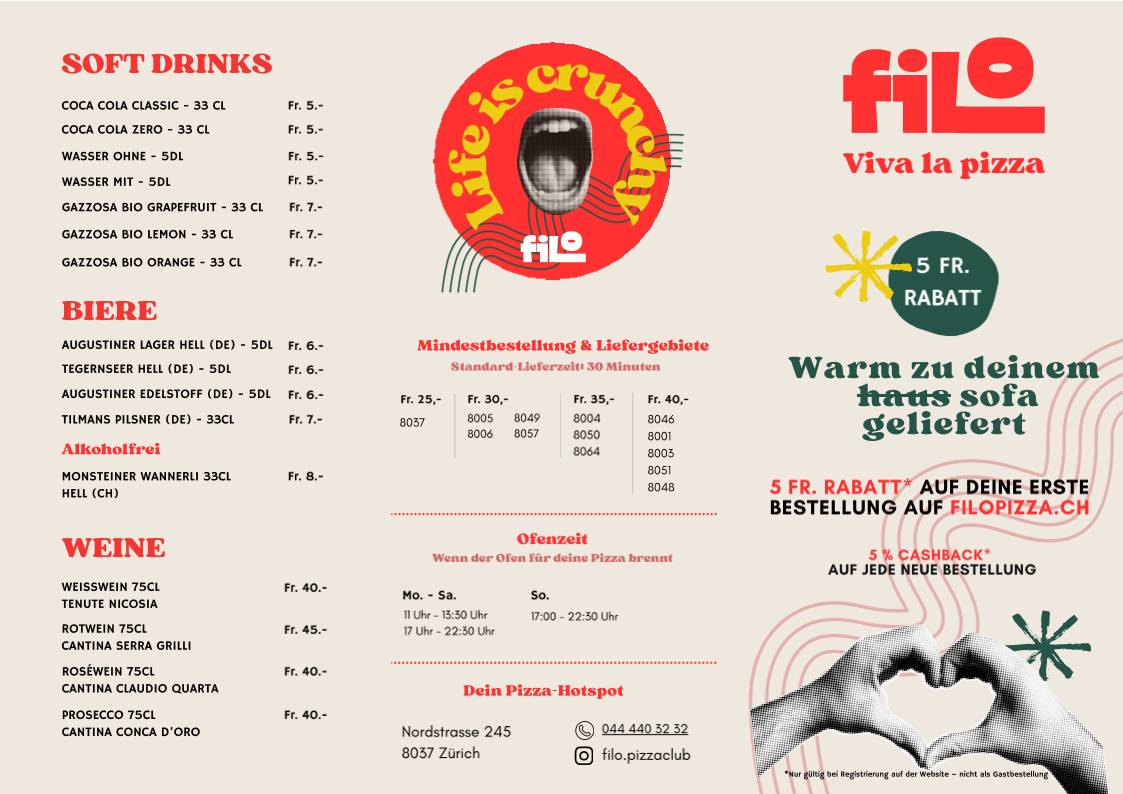 Menu di Filo Pizza (ex. Flying Pizza) 