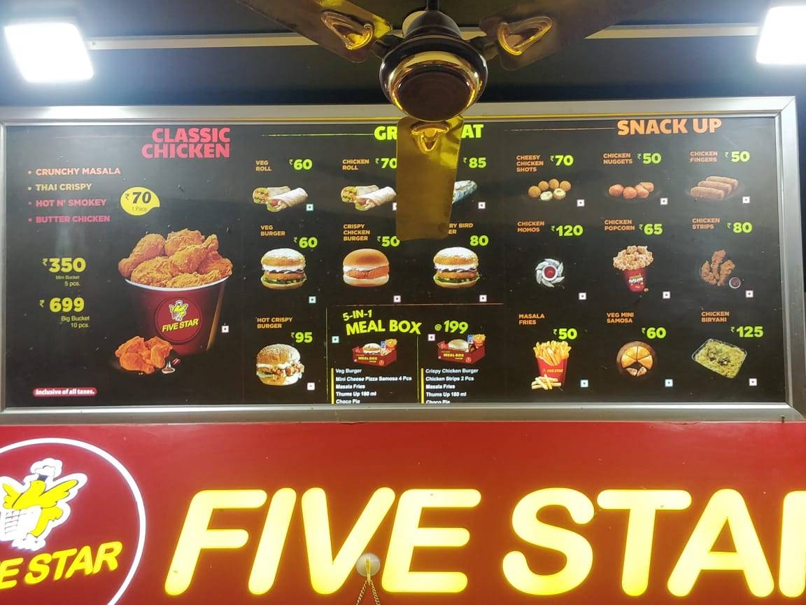 Five Star Chicken menu