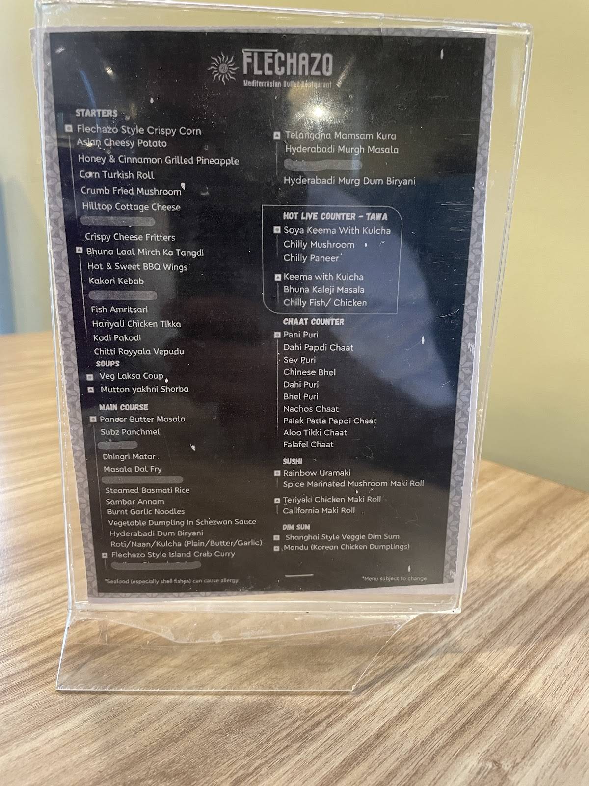 Flechazo Kukatpally menu