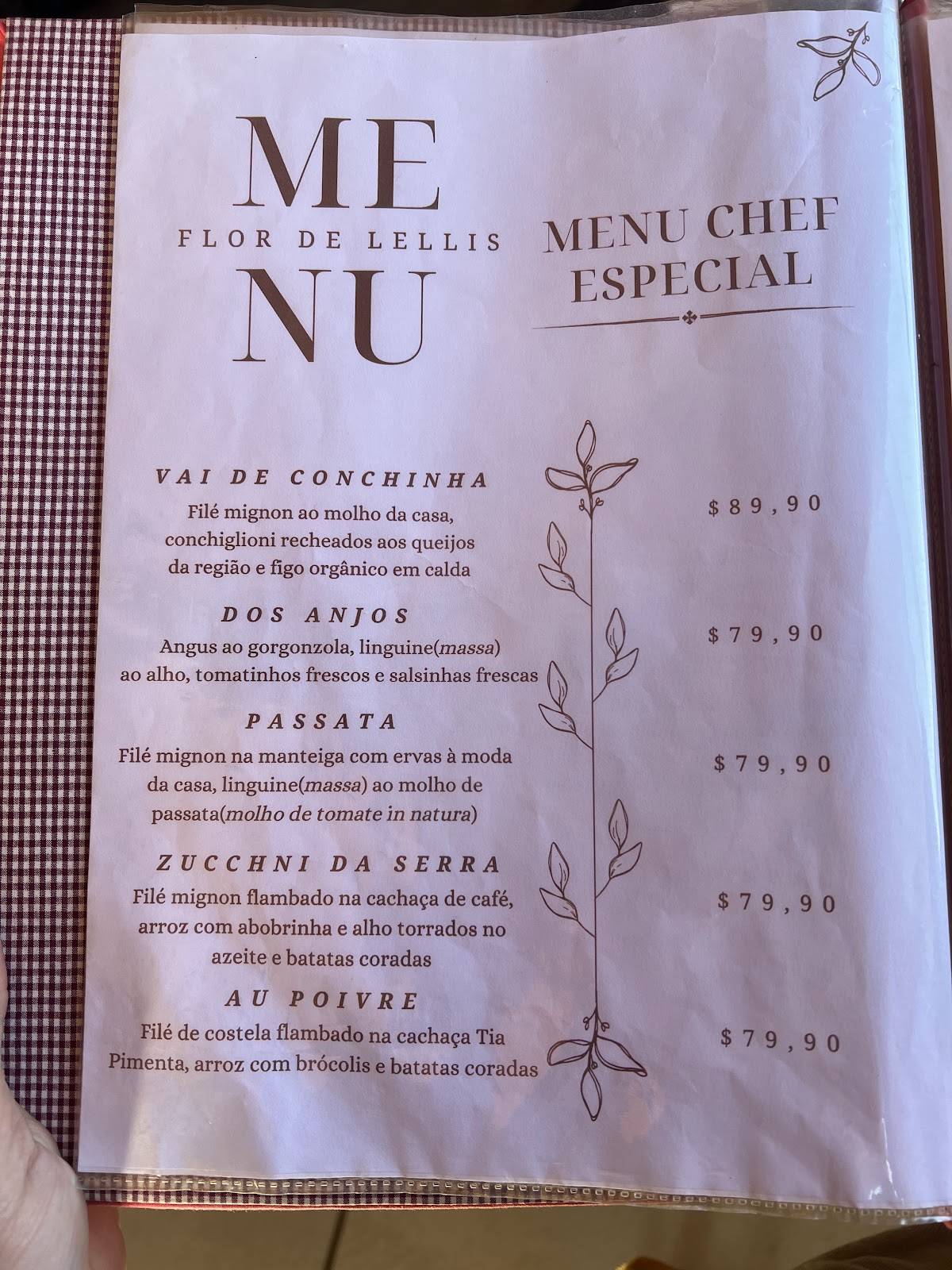 Lellis gastronomia cardápio