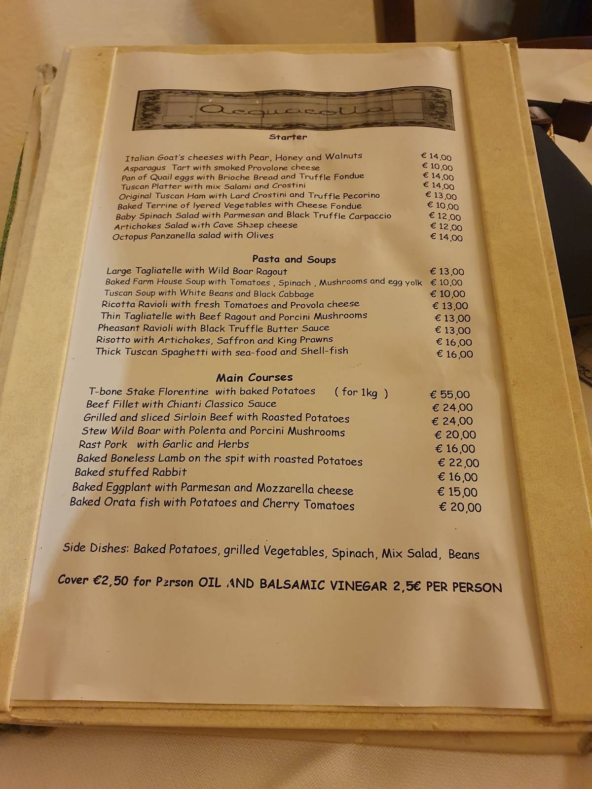 Menu di Acquacotta 