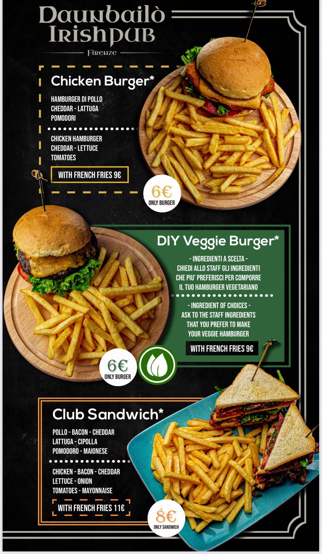 Menu di Daunbailo' Irish Pub 