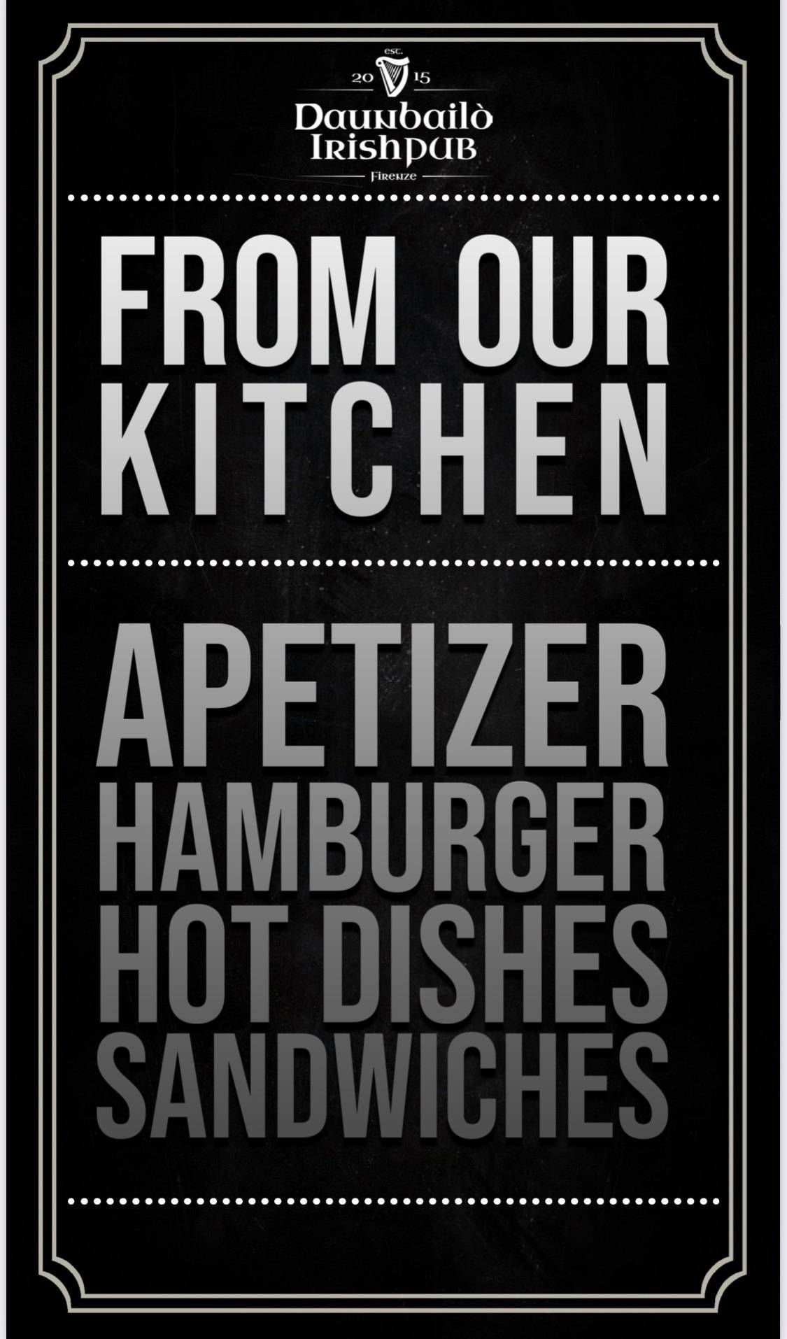 Menu di Daunbailo' Irish Pub 