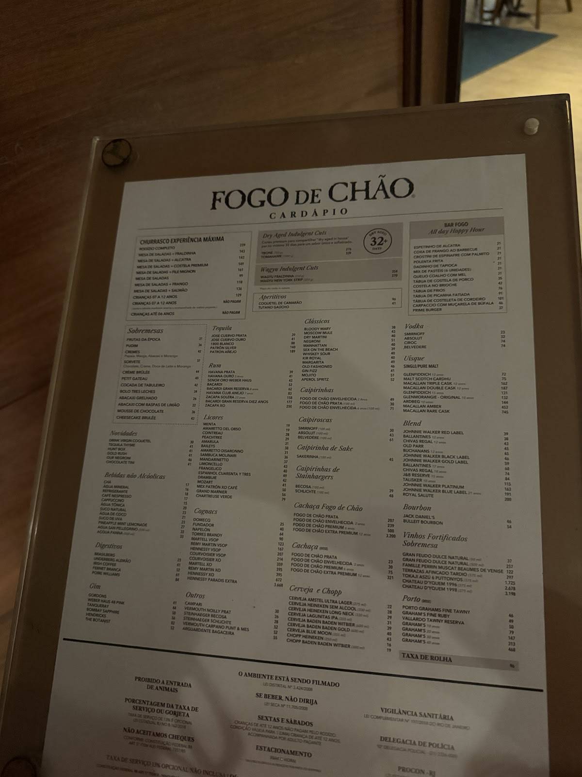 Fogo de Chão cardápio