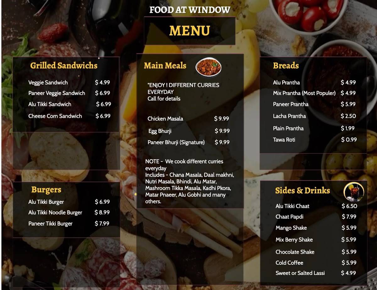 Menu de Food At Window