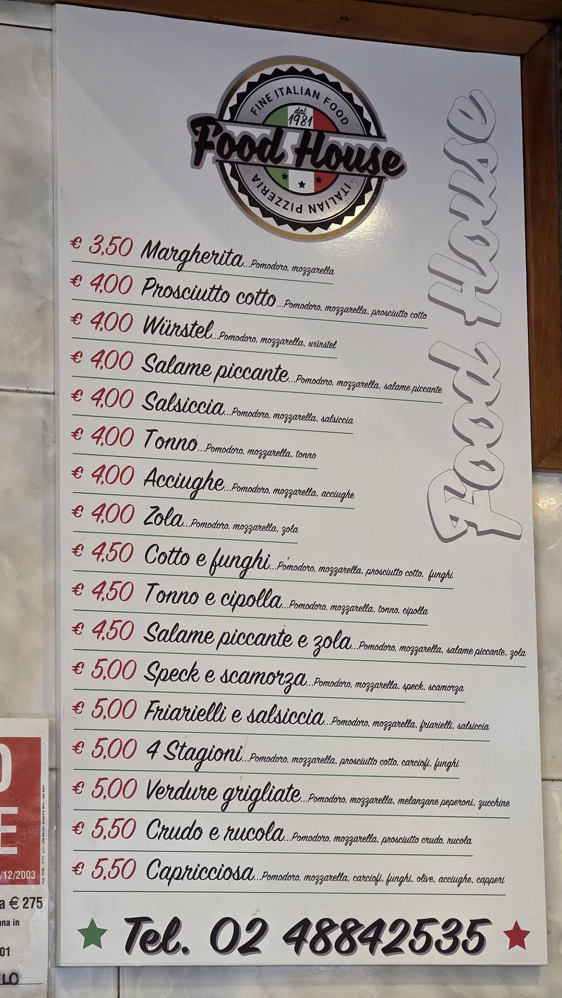 Menu di Food House Snc di Giglio Michele e C. 