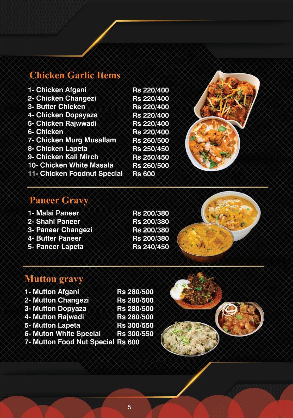 Foodnut family restaurant menu