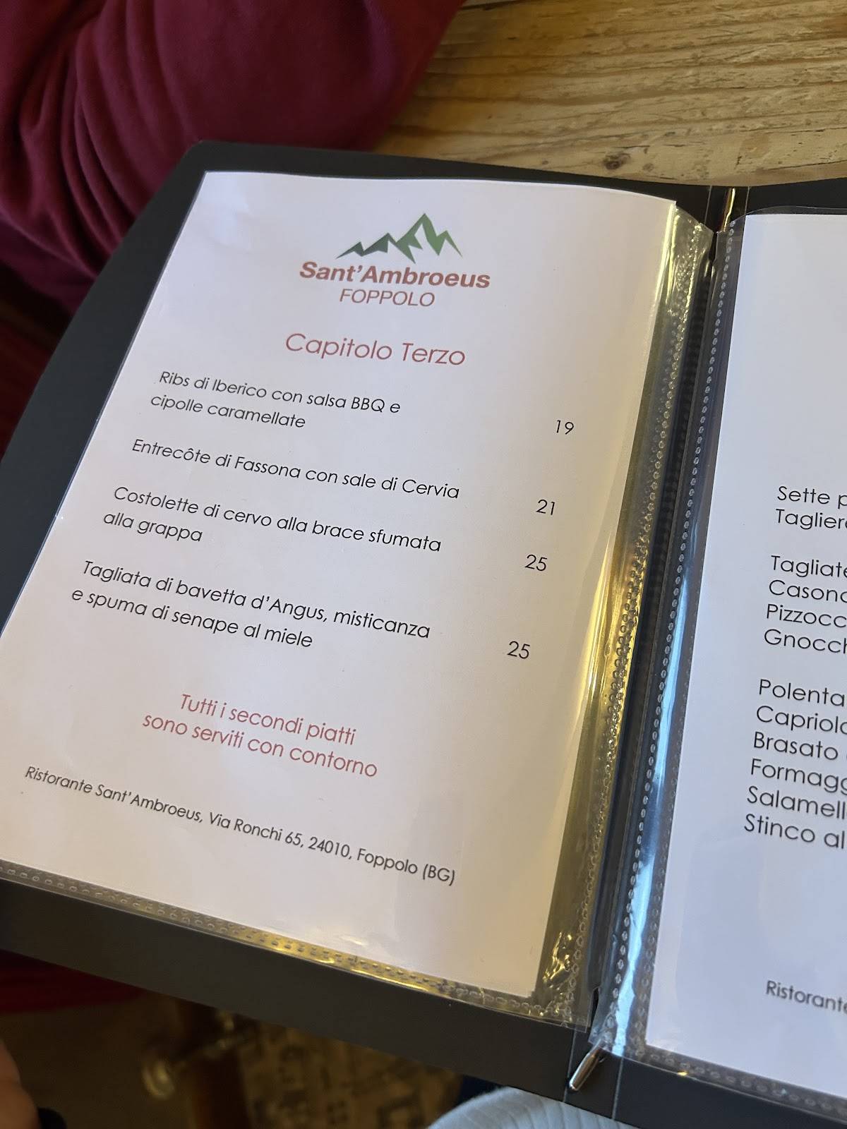 Menu di Ristorante Sant'Ambroeus 