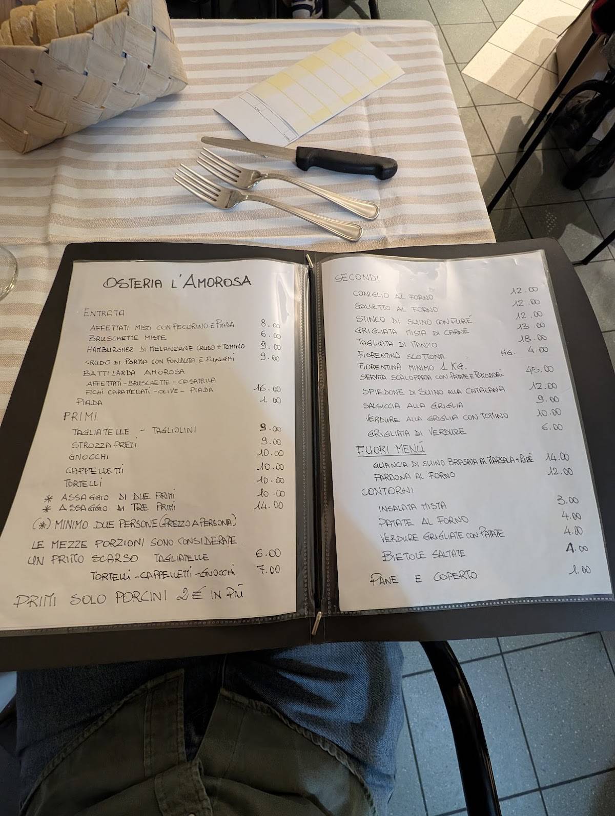 Menu di Osteria l'Amorosa 