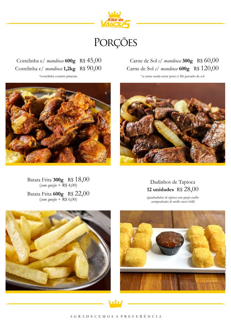 Kibe do Vandu's cardápio