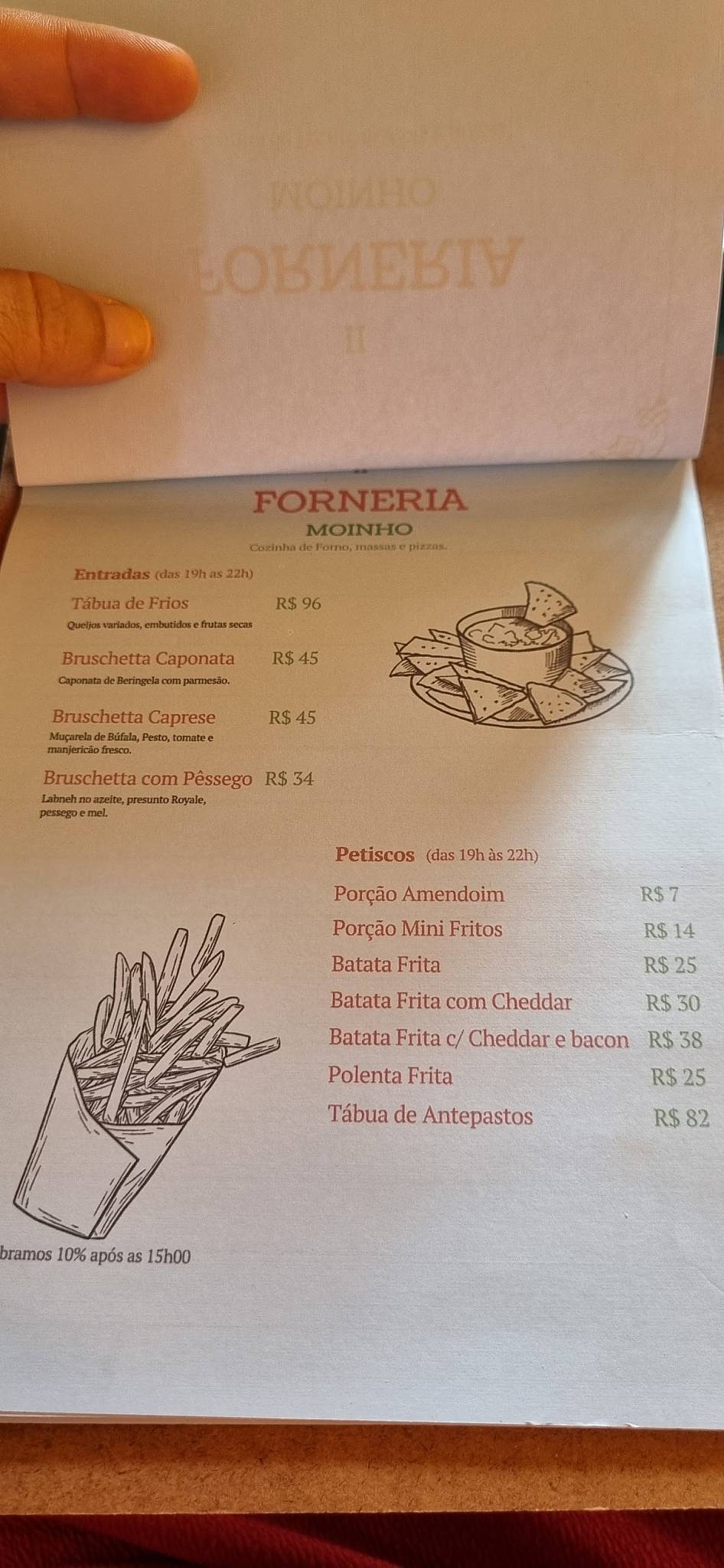 Forneria Moinho cardápio