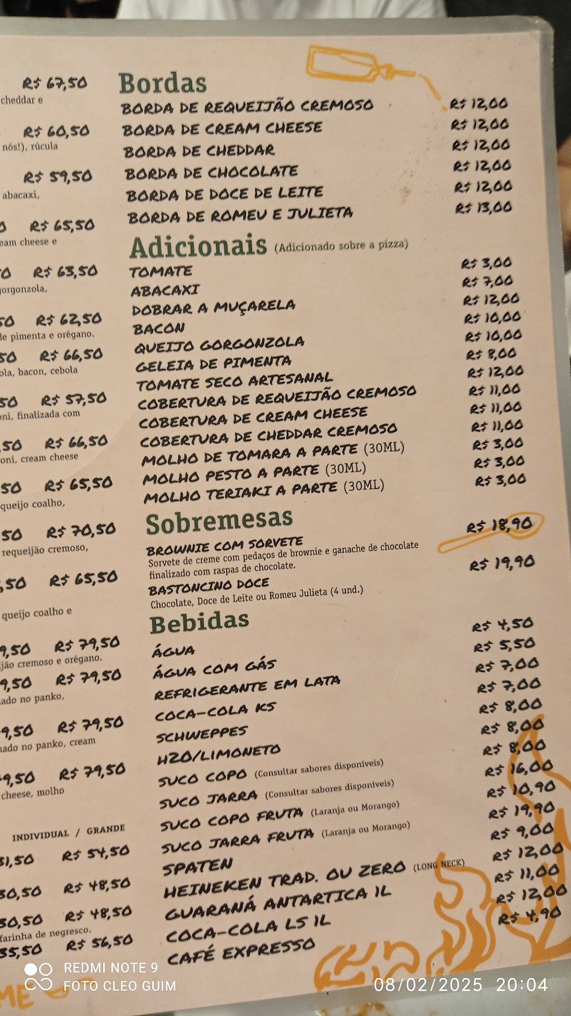 Forno 9 Pizzaria Artesanal cardápio