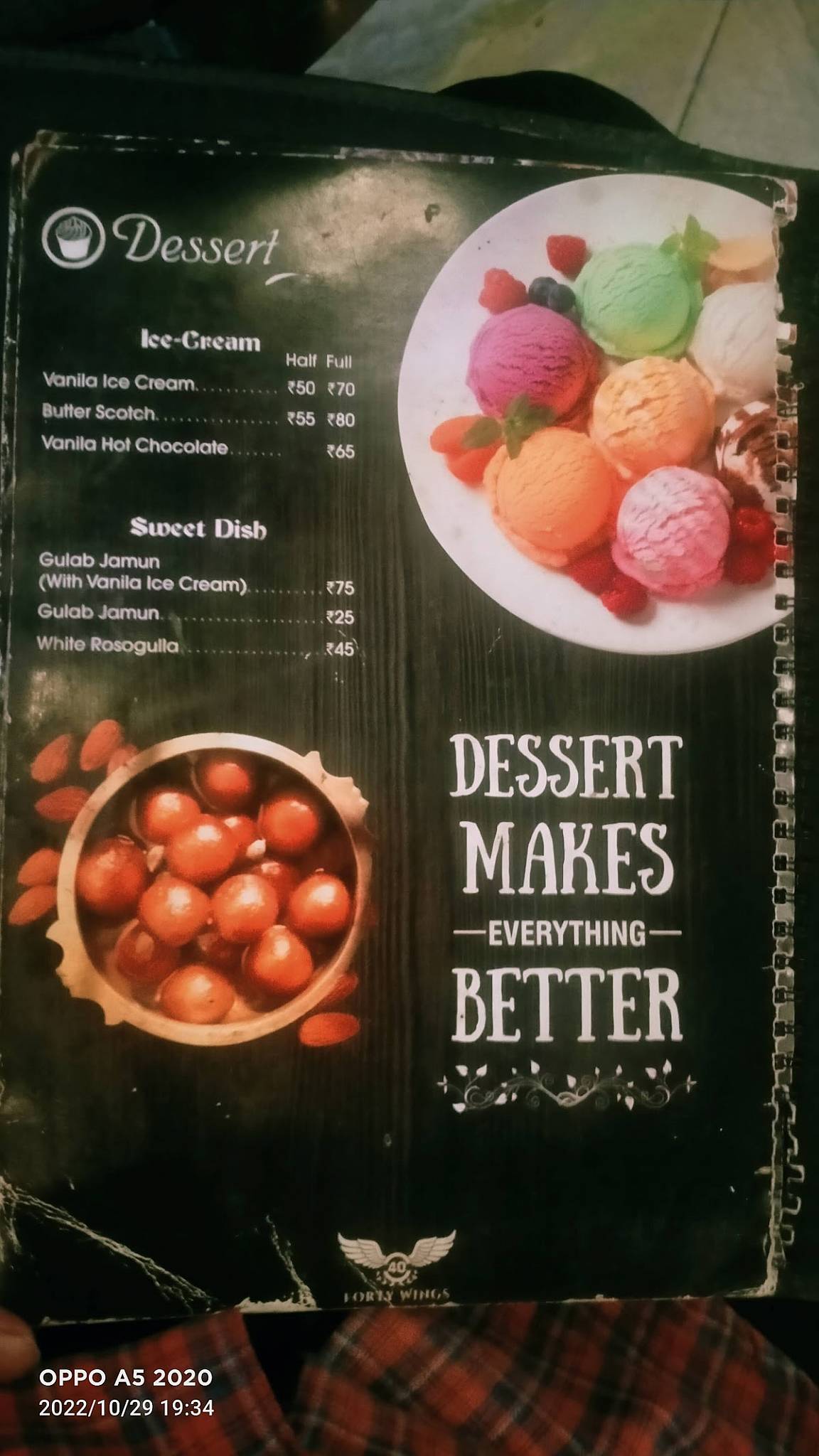 Forty Wings Restaurant menu