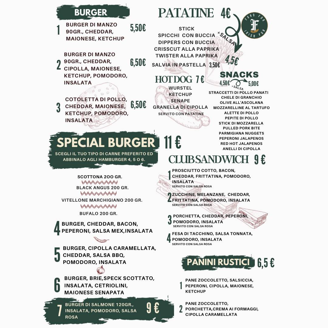 Menu di Foxy Snc Di Tiengo Matteo & Grandi Mirko 