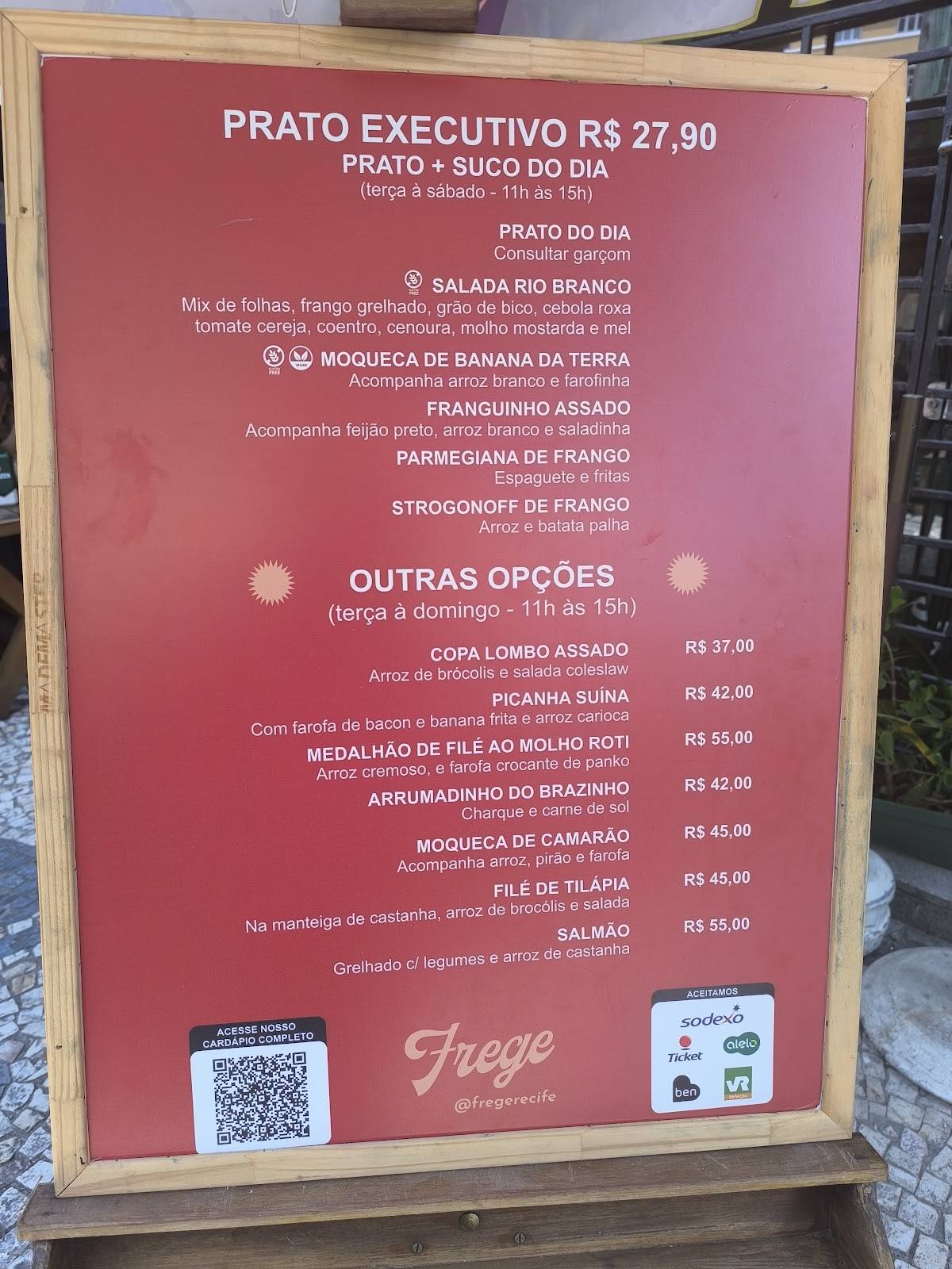 Frege Bar e Restaurante cardápio
