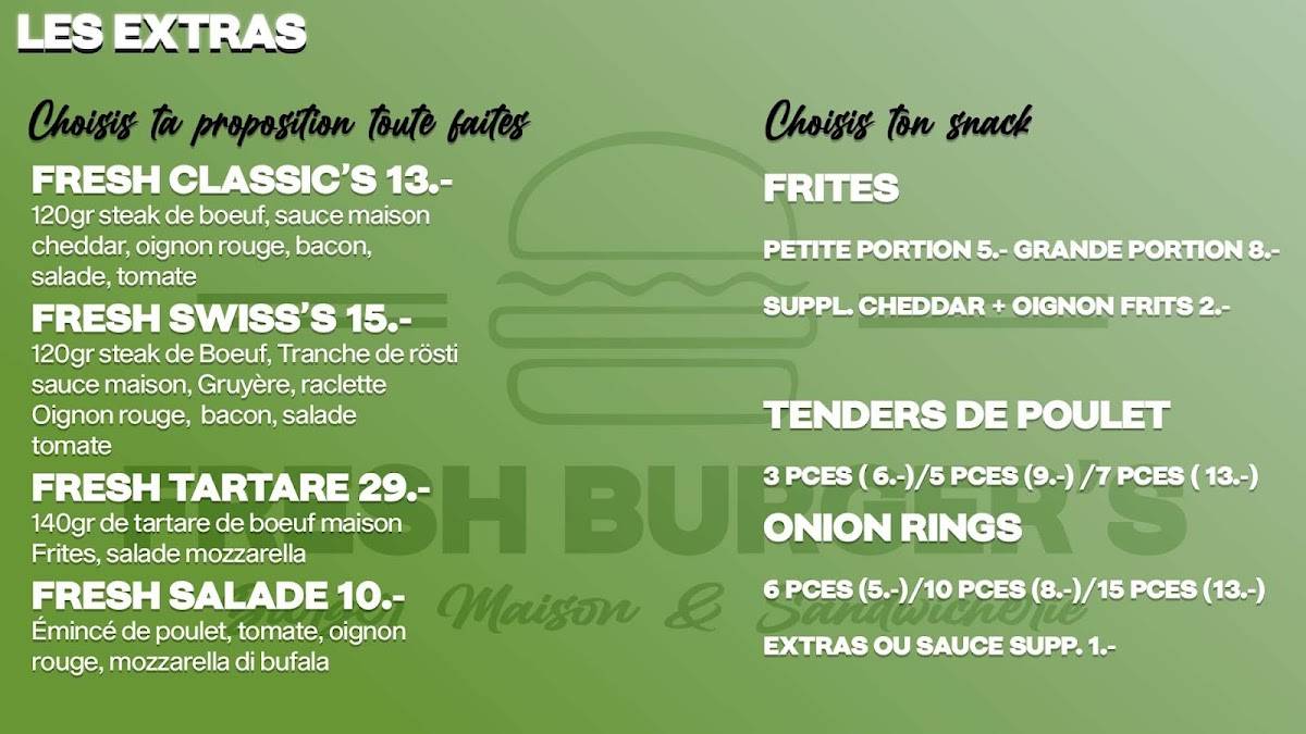 Menu di Fresh Burger’s La Neuveville 