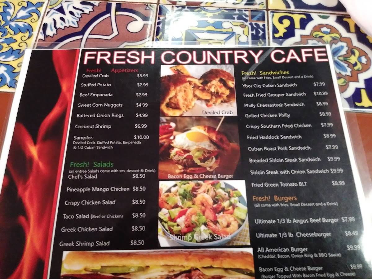 Menu at Fresh Country Cafe, Zephyrhills, 6834 Gall Blvd