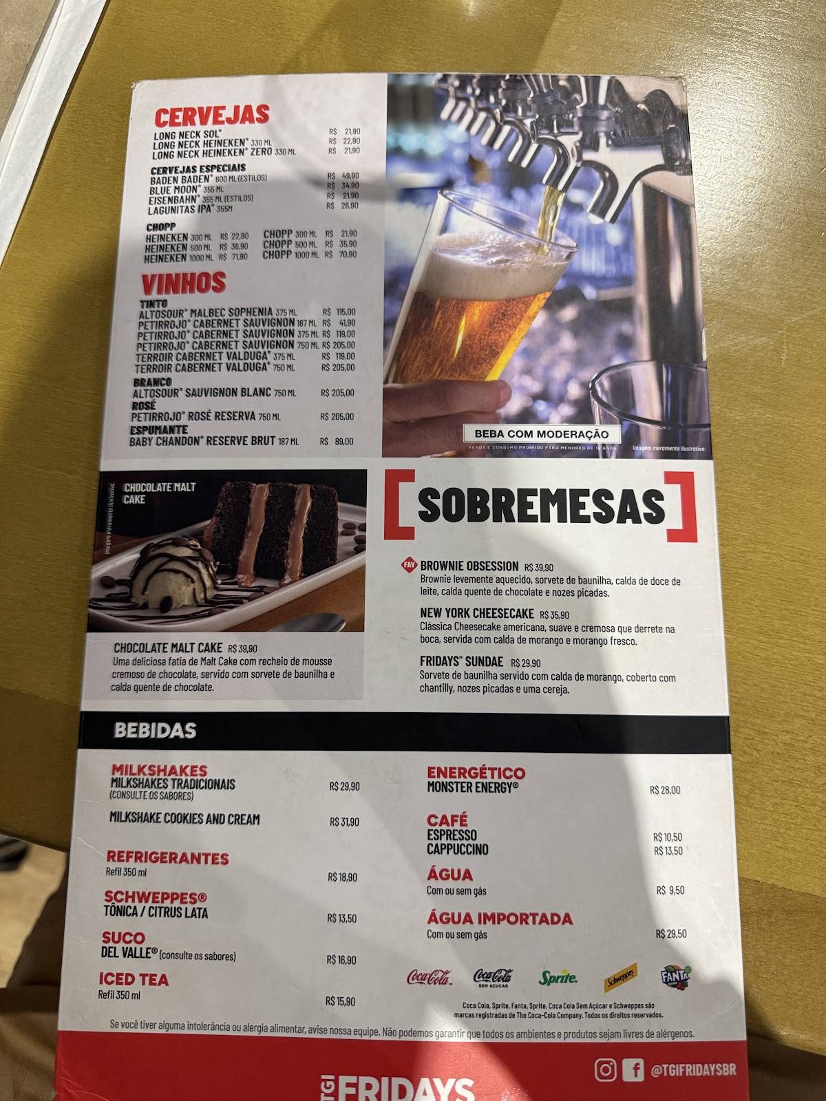 TGI Fridays: Sports Bar, Drinks, Hambúrguer, Happy Hour em Brasília DF cardápio