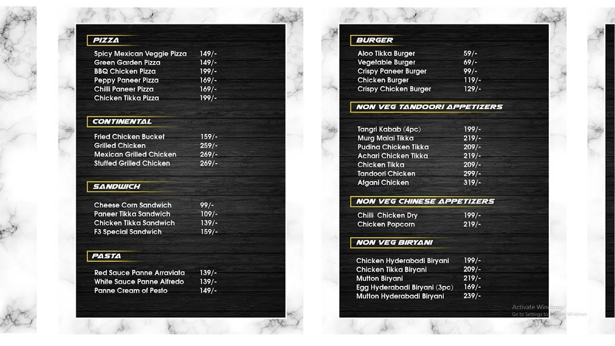 Friends Food & Family Restaurant and Banquet Hall menu