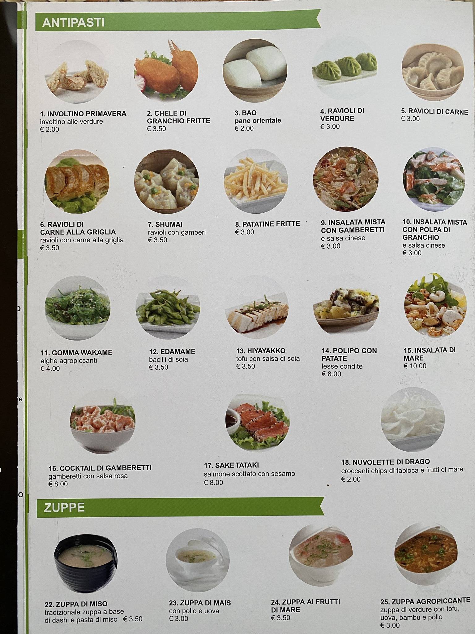 Menu di Fumi - Ristorante Cinese Giapponese - Castellamonte 