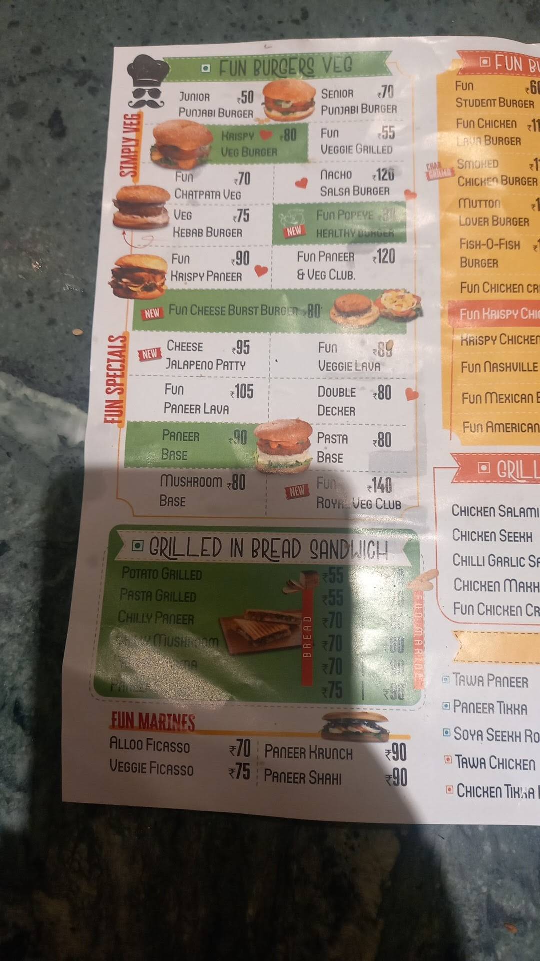 Fun Byte - Sandwich & Burger Shop menu