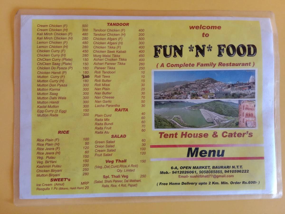 Fun & Food Restaurant menu