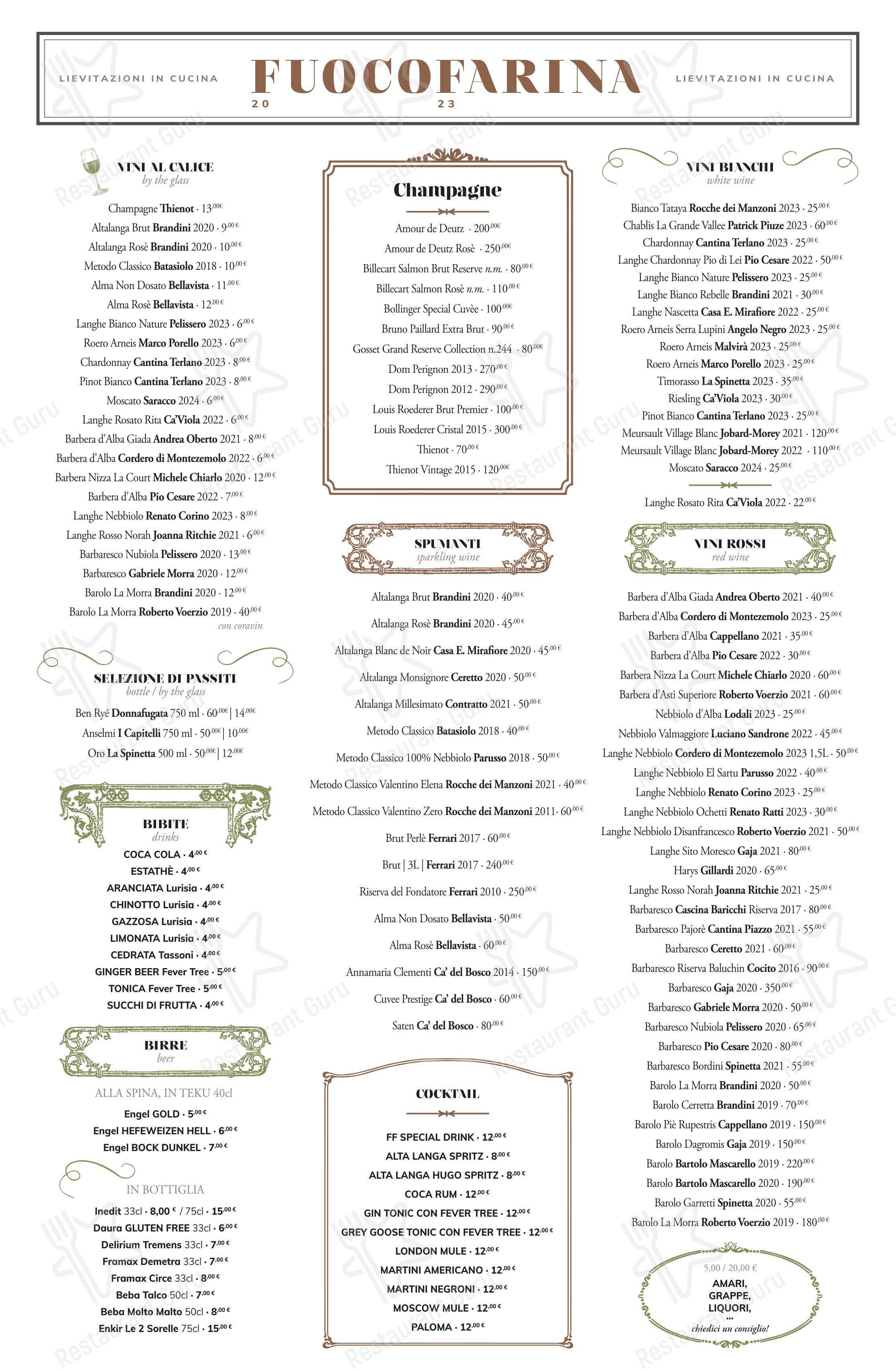 FuocoFarina in Alba - Menu bar
