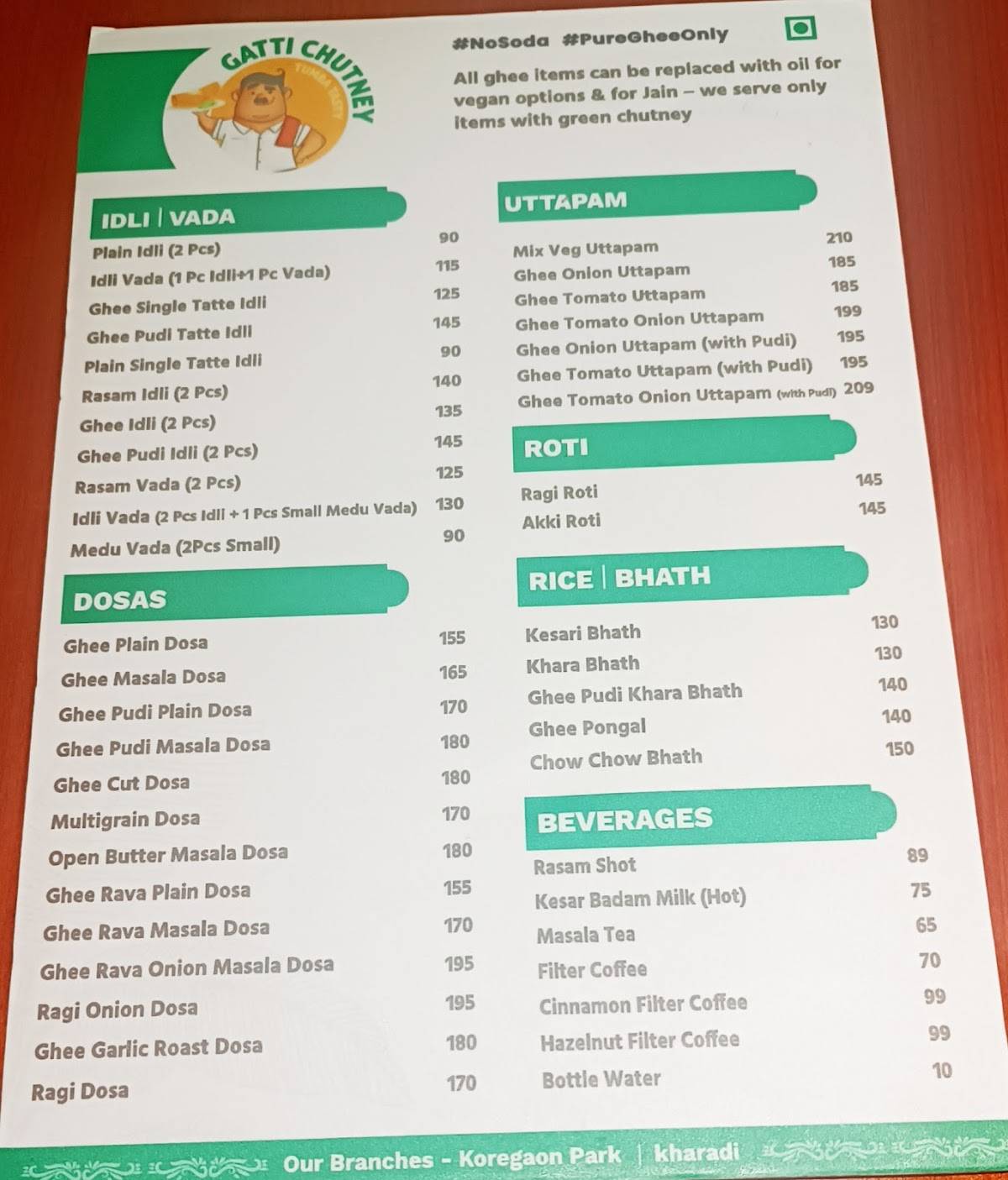 GATTI CHUTNEY-KHARADI menu