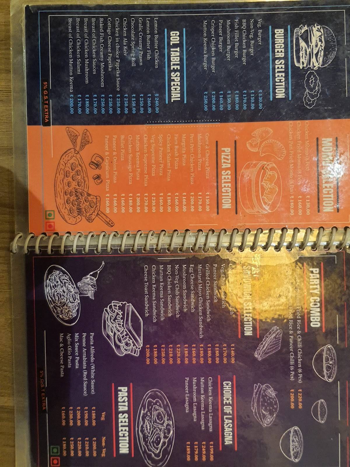 GOL TABLE menu