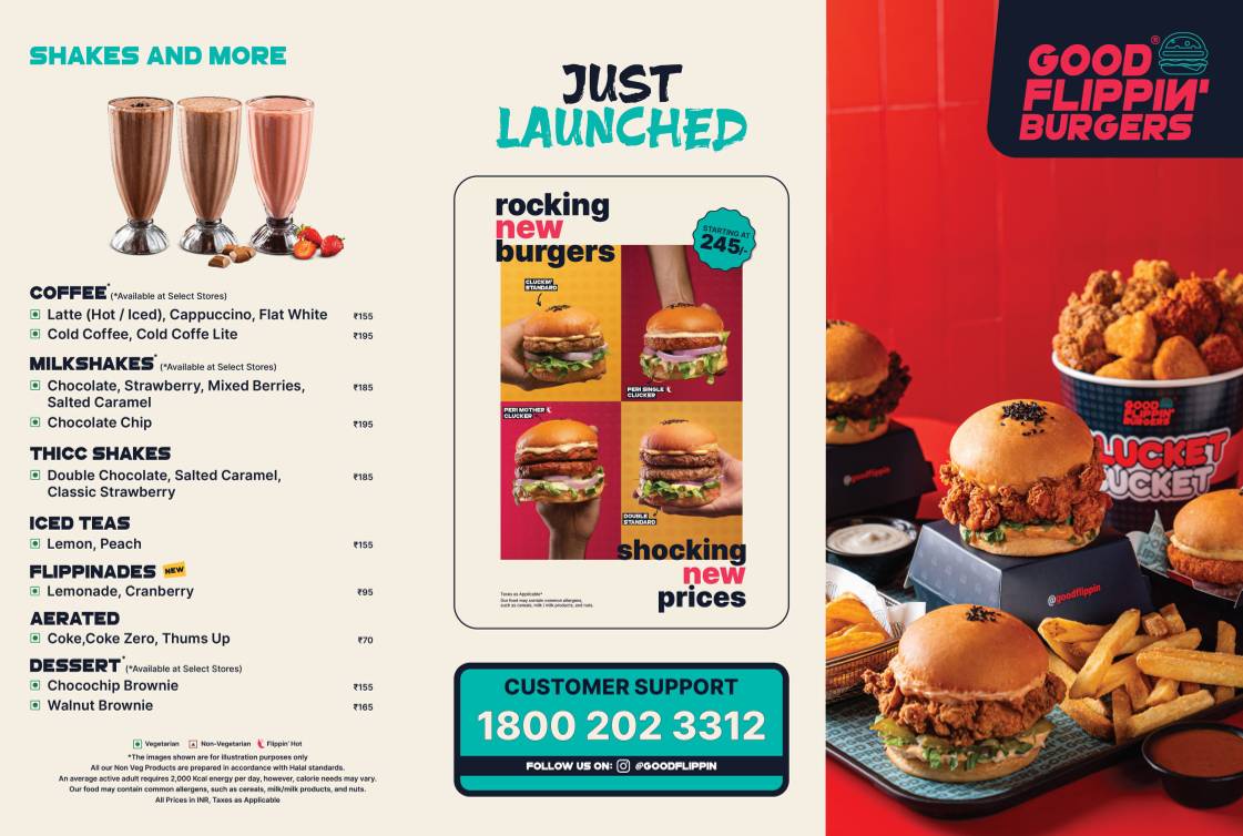 GOOD FLIPPIN' BURGERS menu
