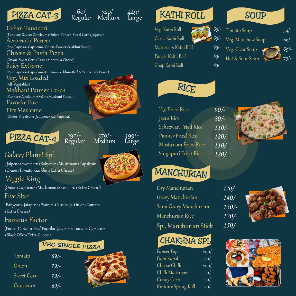 Galaxy Food Planet menu