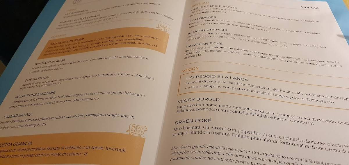 Menu di Galì food & drink 