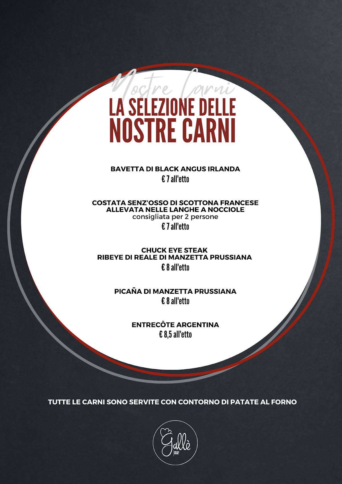 Menu di Gallè | Ristorante Bar Pizza & Grill 