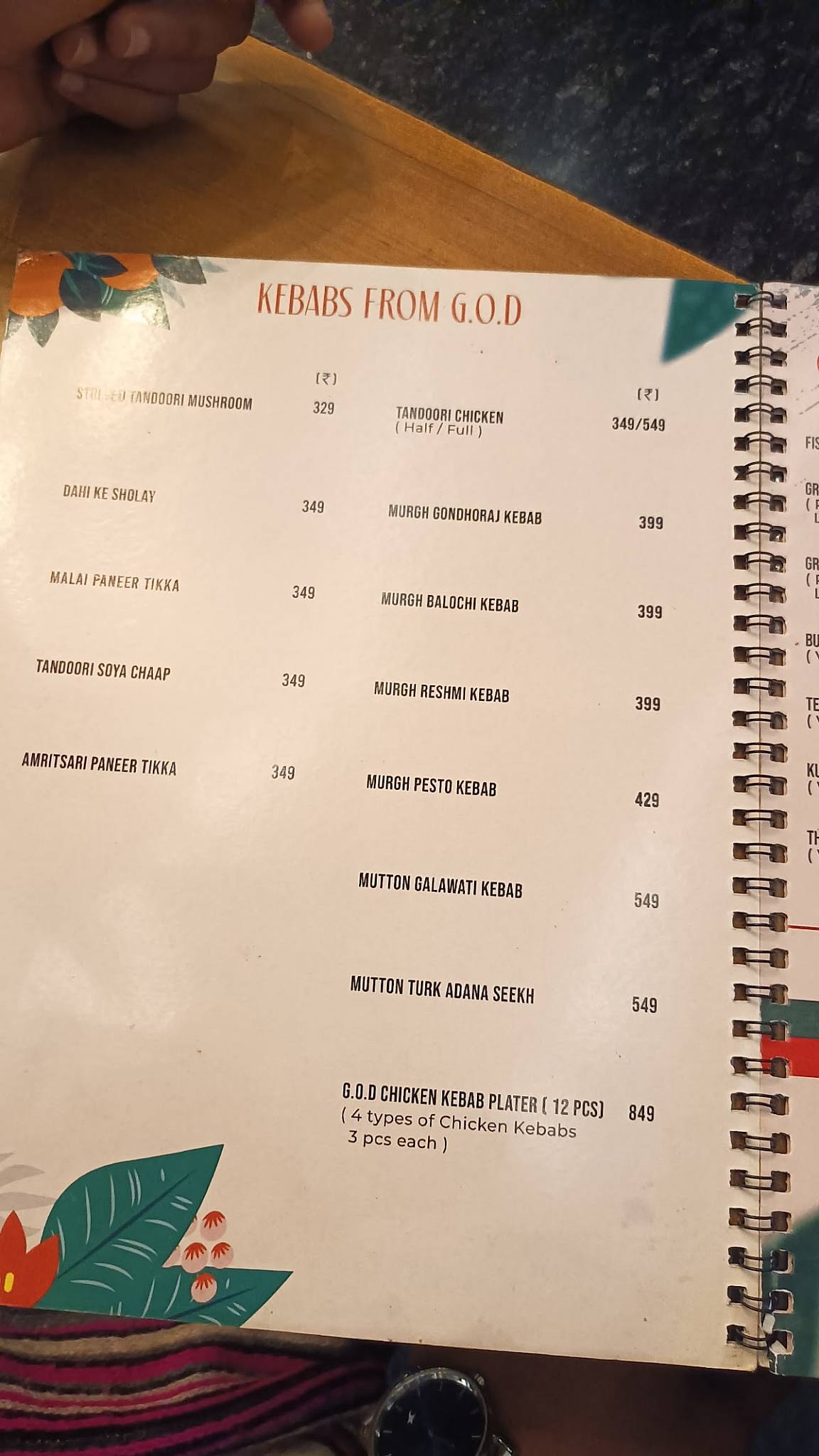 Garden of Dreams menu