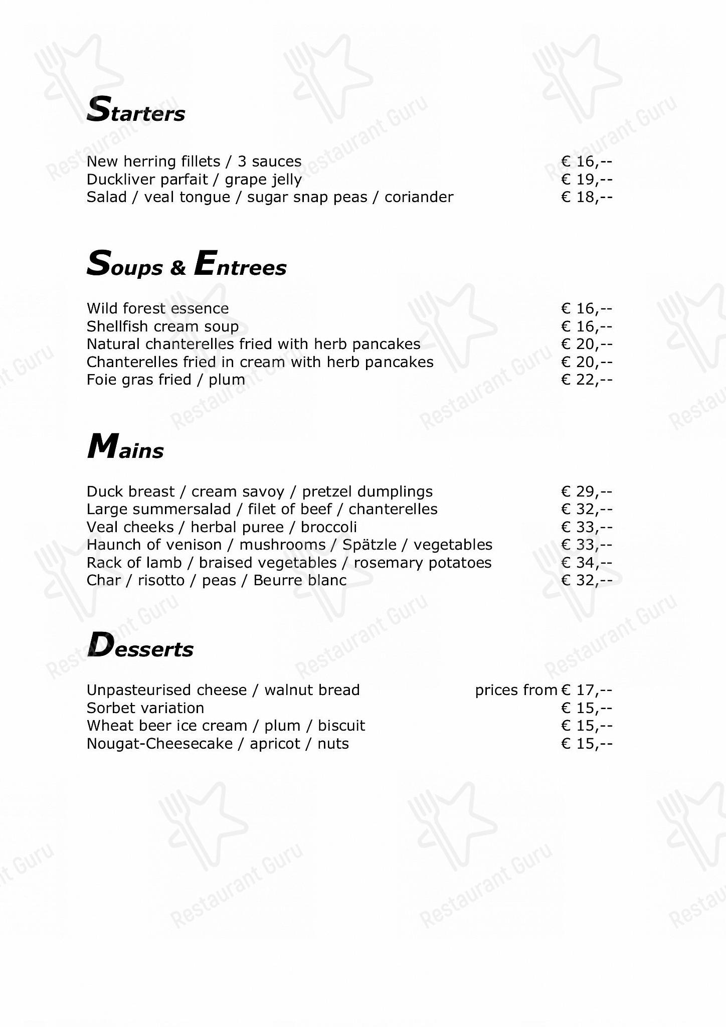 Основное меню pour Romantik Hotel Gasthaus Rottner restaurant