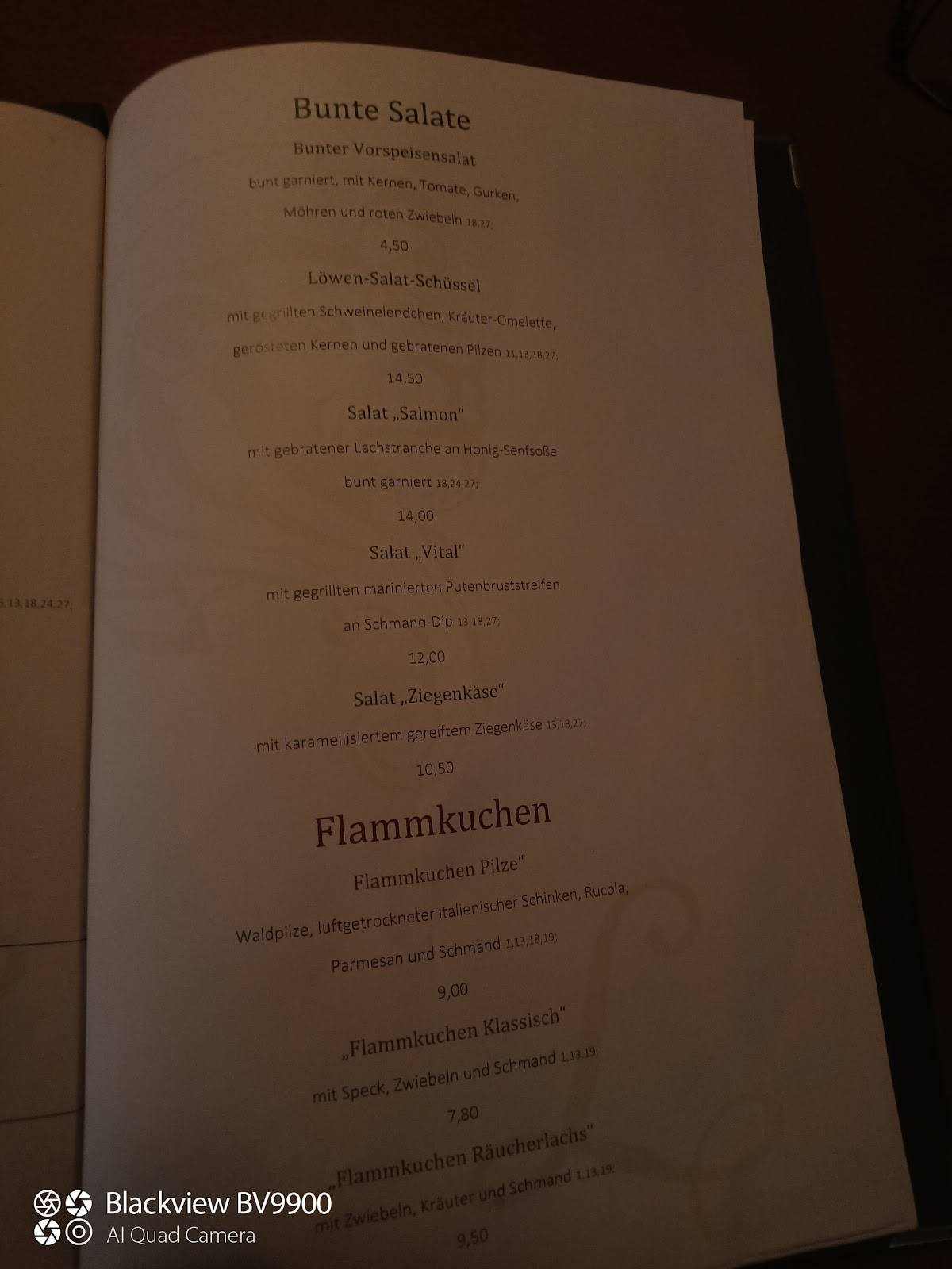 Speisekarte von Zum Löwen restaurant Reilingen