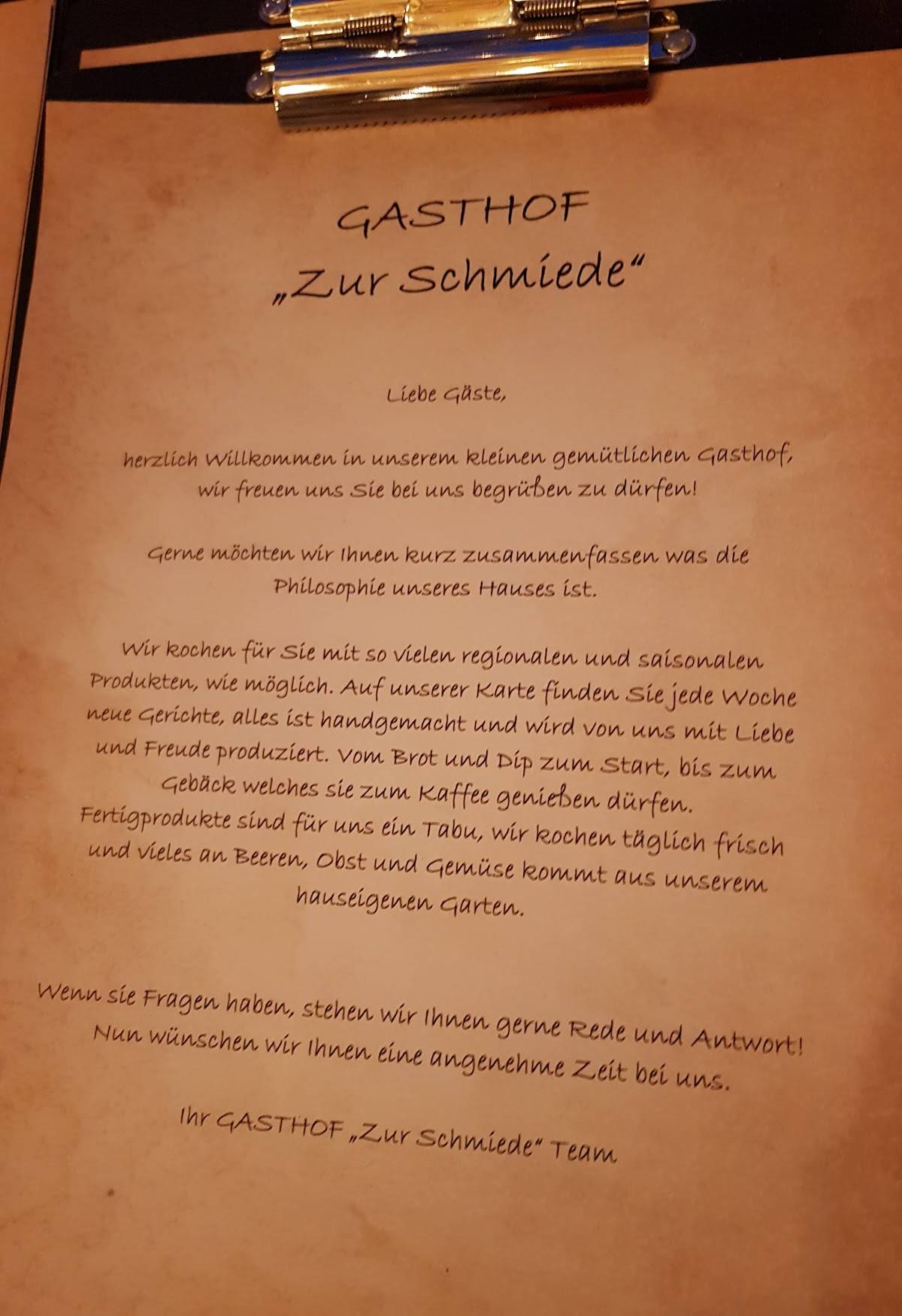 Speisekarte Von Gasthof Zur Schmiede Restaurant Limbach Oberfrohna