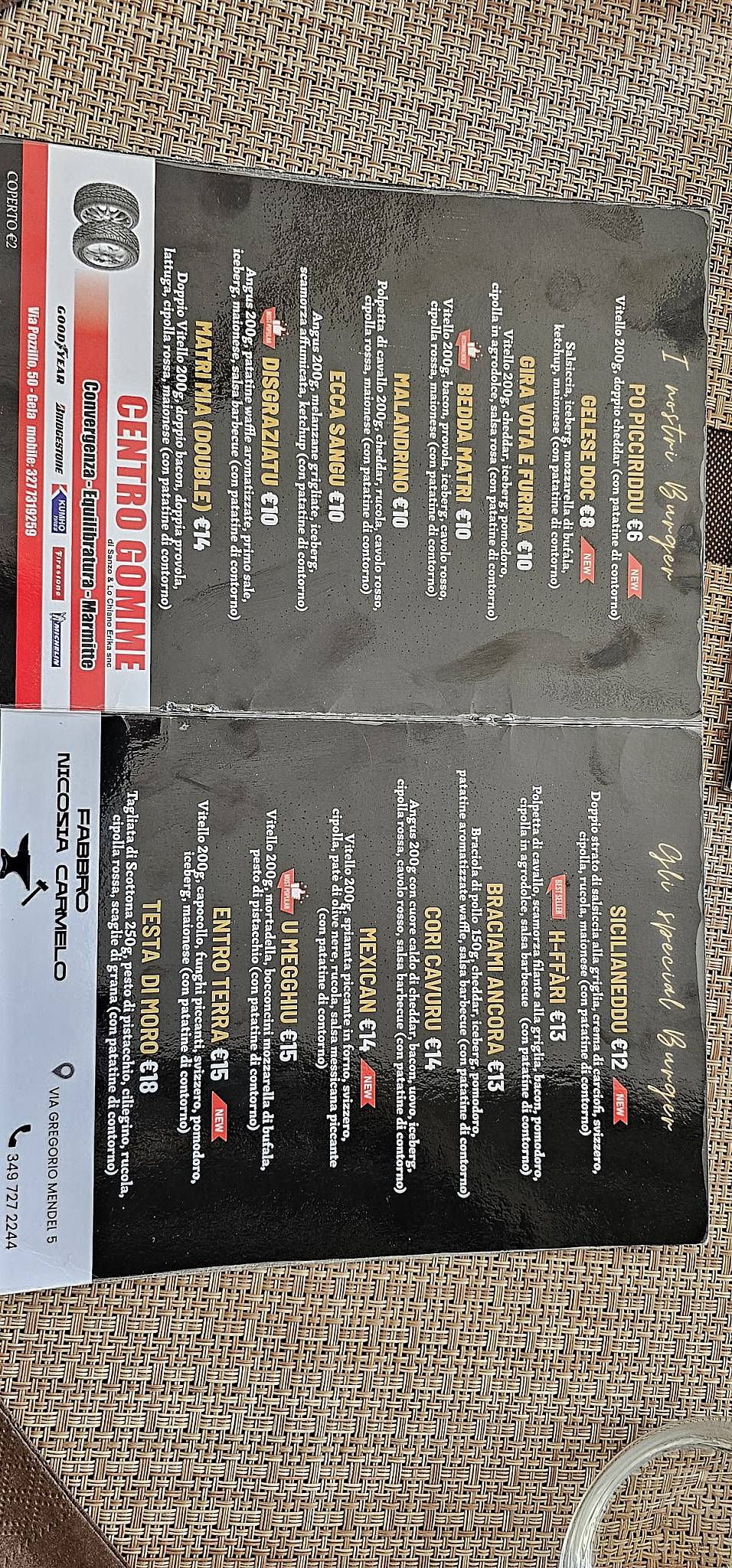 Menu di A Prosciutteria Burgeria e Ristorante 