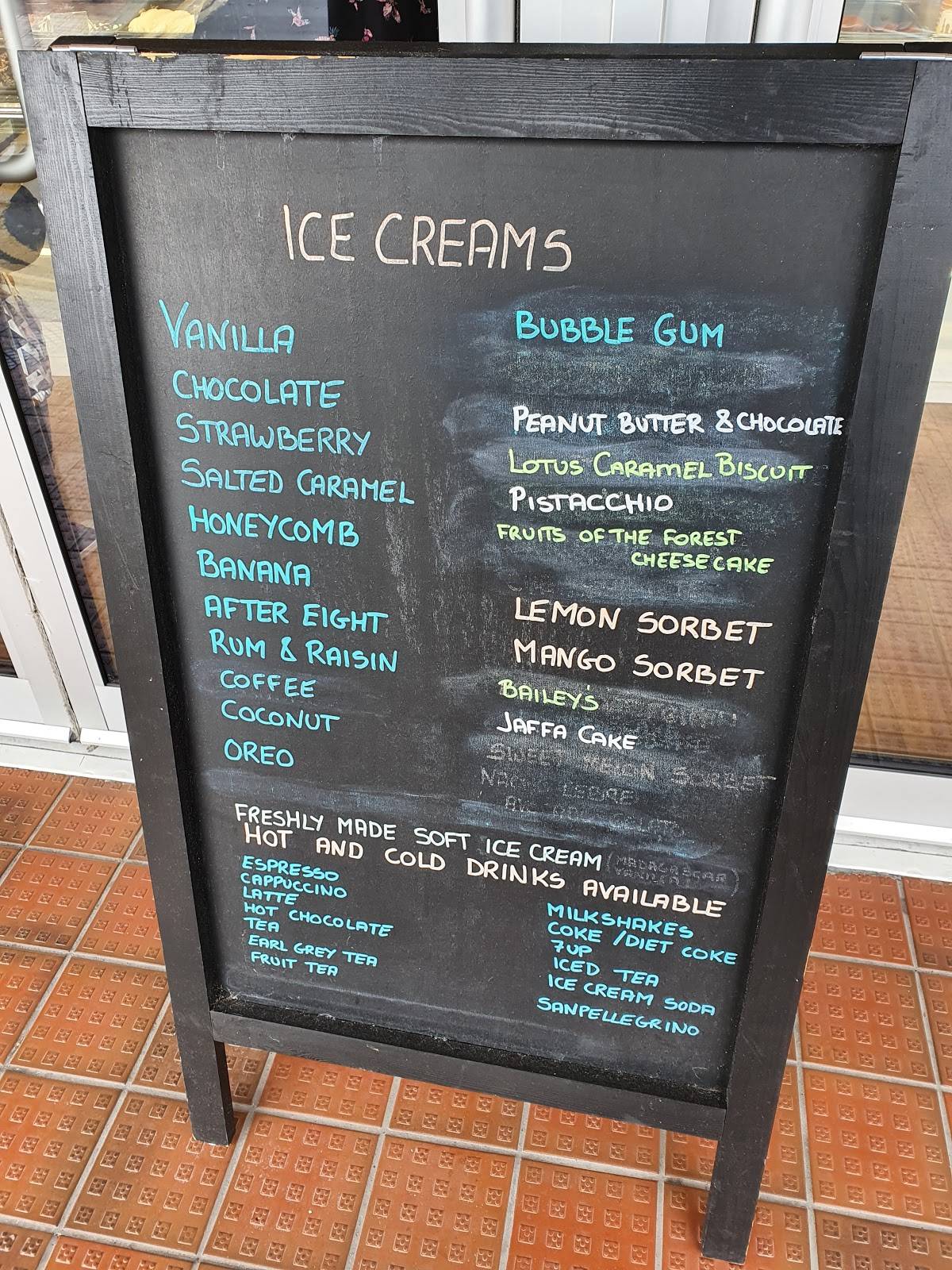 Menu at Gelato Famoso Ice Cream Parlour cafe, Eastbourne