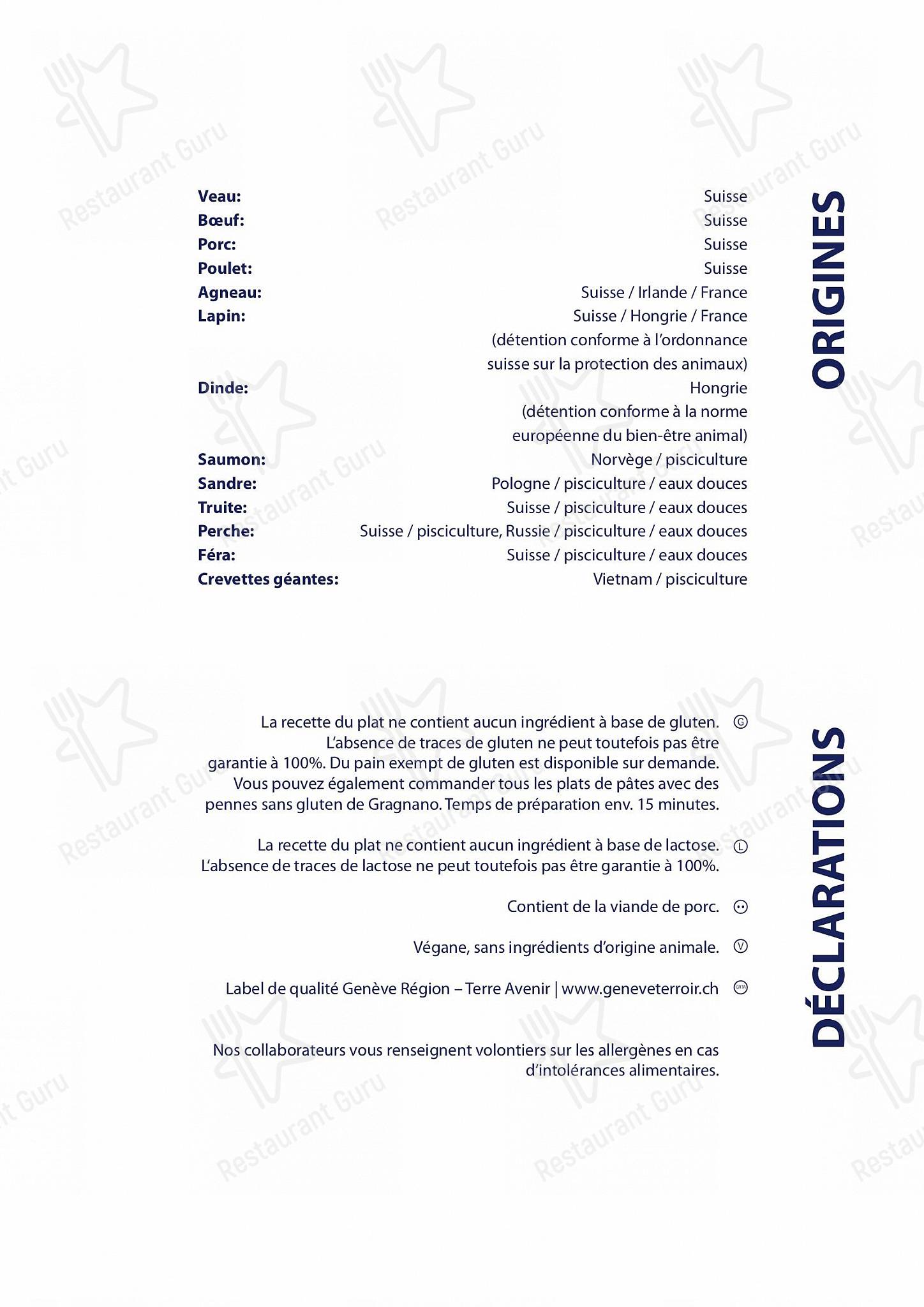 Menu di Restaurant Le Lacustre - Menu