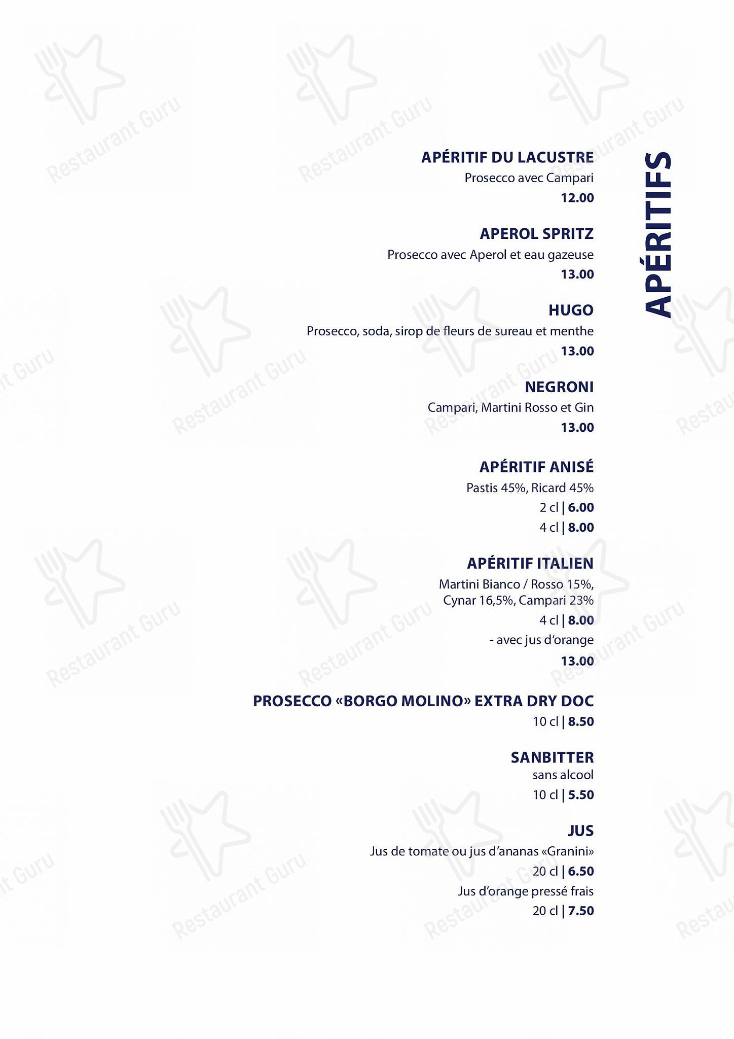 Menu di Restaurant Le Lacustre - Menu