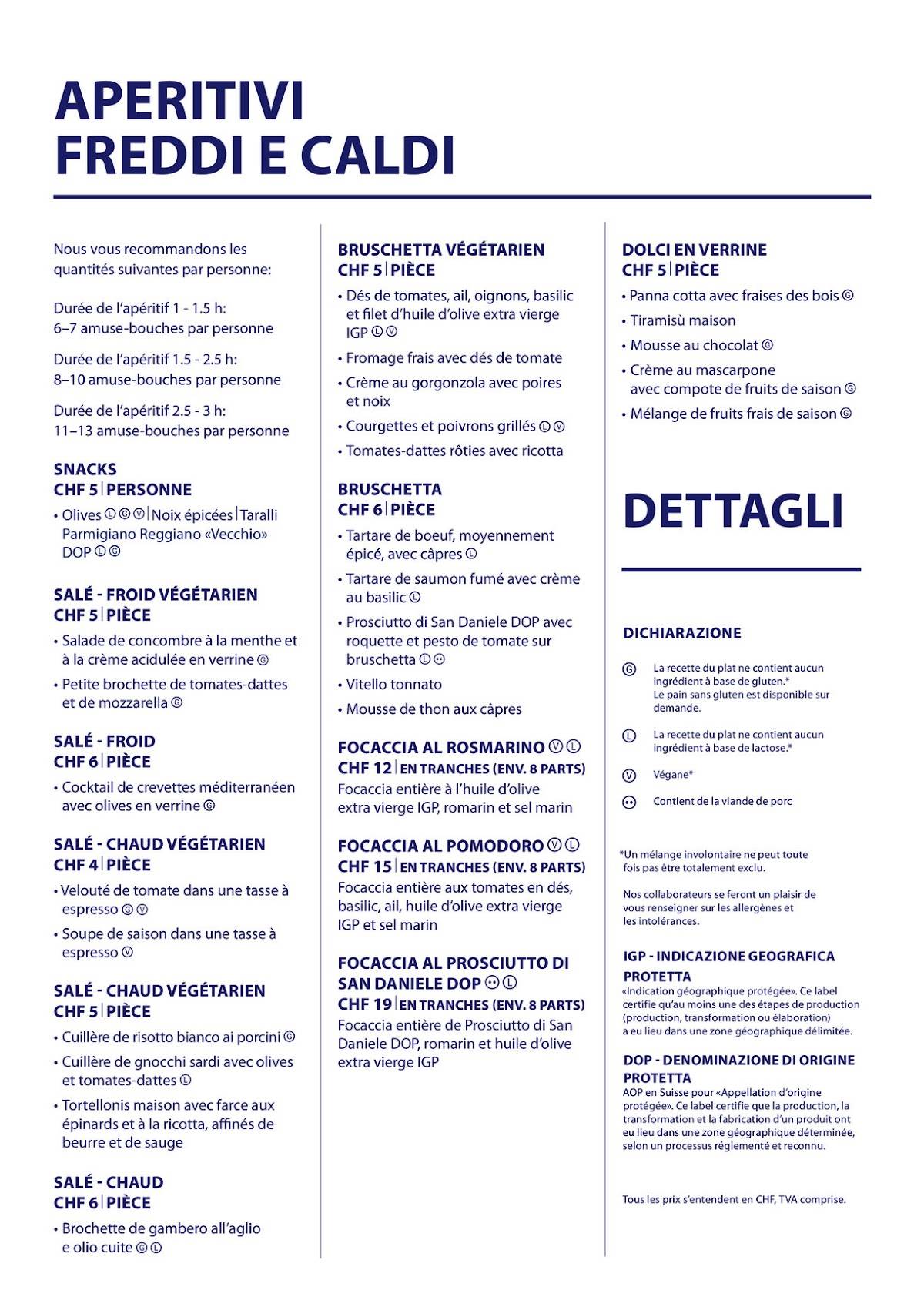 Menu di Restaurant Le Lacustre 